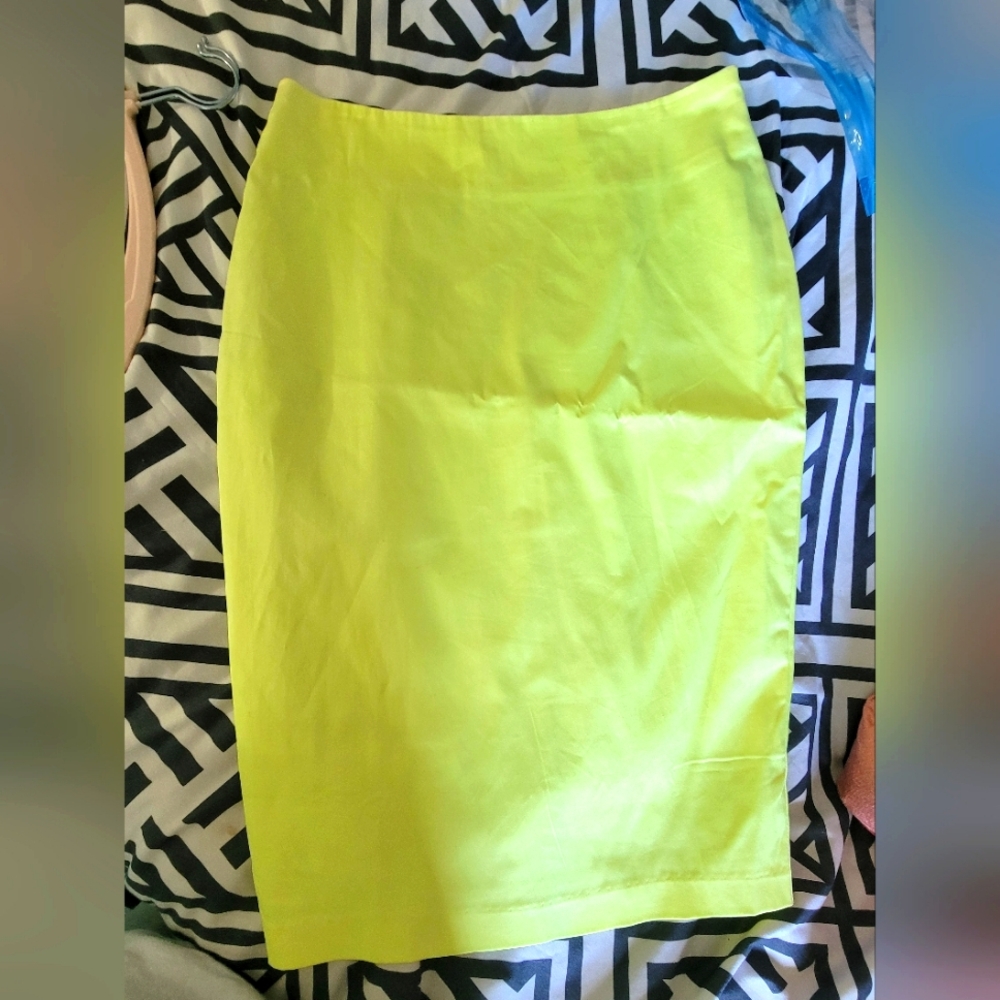 Neon yellow pencil skirt